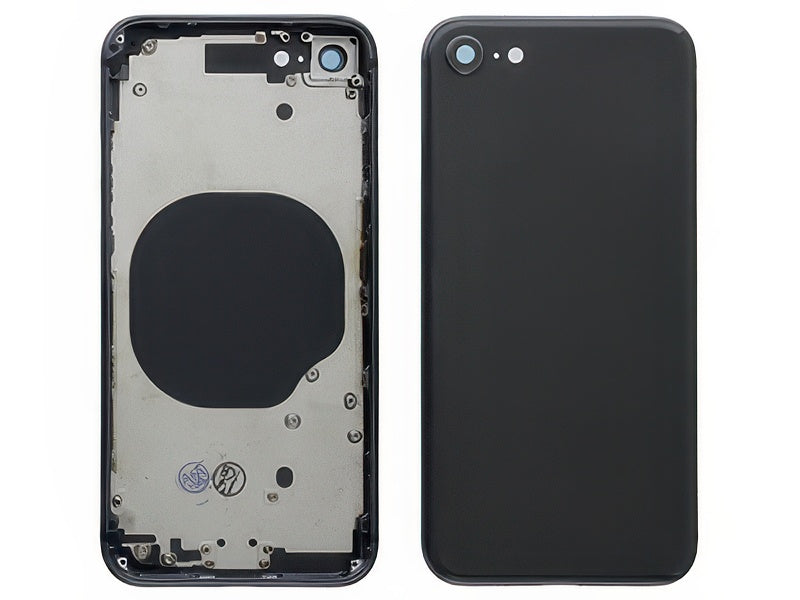 Frame in metallo +Tasti Laterali + Sportellino Sim + Back Cover + Vetrino senza logo Nero per Apple iPhone 8