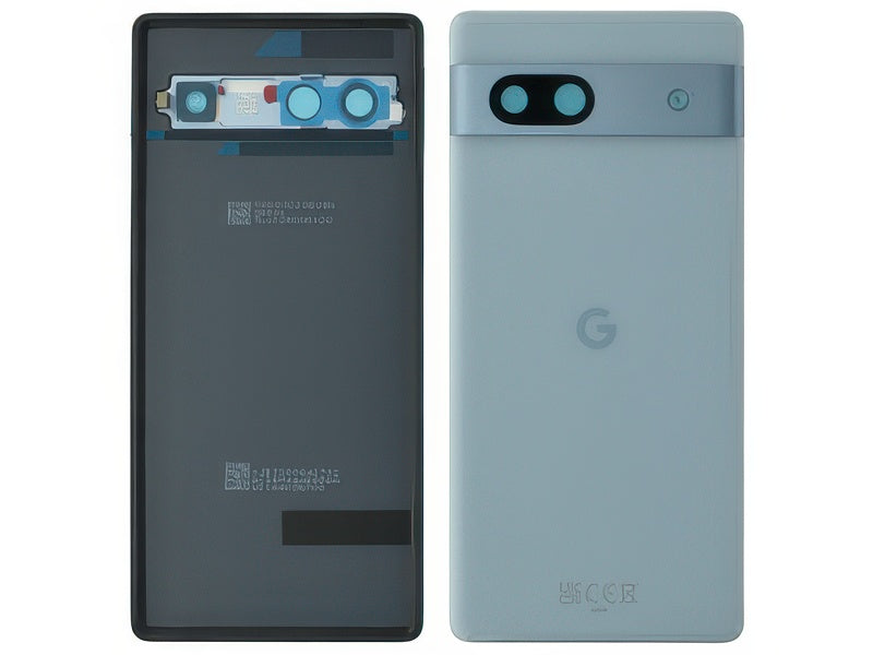 Cover Batteria + Vetrino Camera + Adesivi Blu per Google Pixel 7a 5G