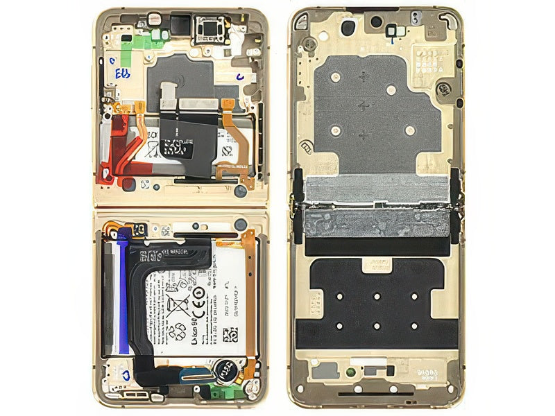 Guscio frontale + Frame Supporto Lcd + Batteria + Tasti Laterali Giallo per Samsung SM-F721 Galaxy Z Flip4