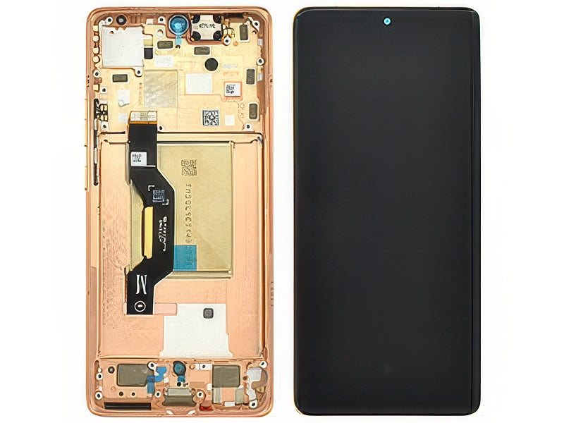Lcd + Touch Screen + Frame + Tasti Laterali Peach Fuzz per Motorola Edge 50 5G