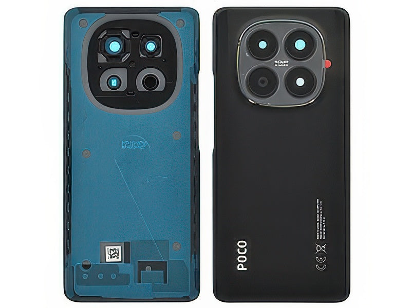 Cover Batteria + Vetrino Camera + Adesivi Nero per Xiaomi Poco M8 5G