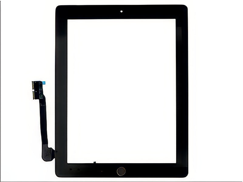 Touchscreen + Biadesivo + switch + frame camera con Tasto Home, Alta qualità Nero per Apple iPad 4 Display Retina Model n: A1458-A1459-A1460