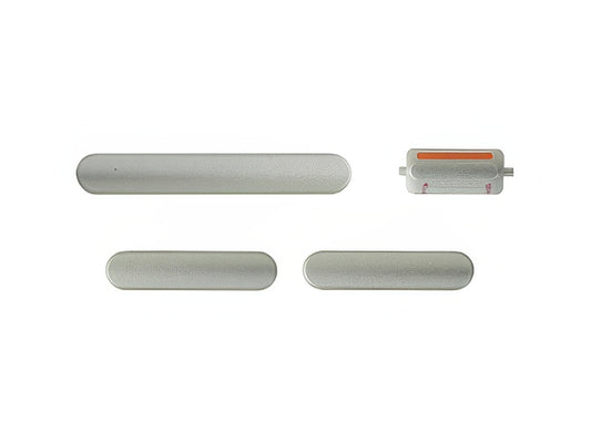 Set 4 Tasti esterni laterali completo Argento per vers. Bianco per Apple iPhone 11