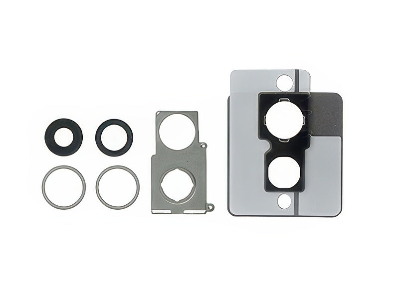 Cover Camera + Vetrino + Frame + Adesivo Bianco Kit 2 Camere Completo per Apple iPhone 12