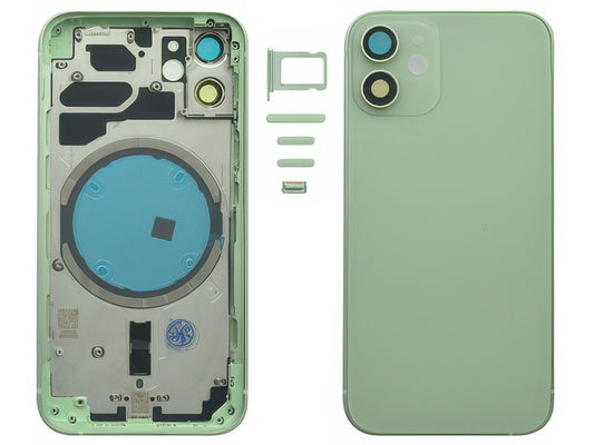 Frame + Tasti Laterali + Sportellino Sim + Back Cover Magnetica + Vetrino senza logo Verde per Apple iPhone 12 mini
