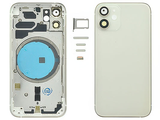 Frame + Tasti Laterali + Sportellino Sim + Back Cover Magnetica + Vetrino senza logo Bianco per Apple iPhone 12 mini