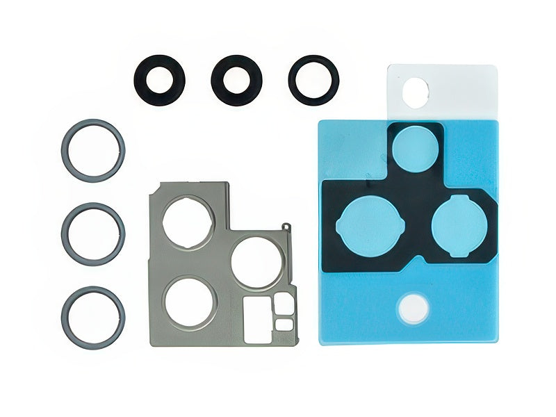 Cover Camera + Vetrino + Frame + Adesivo Blu Kit 3 Camere Completo per Apple iPhone 12 Pro