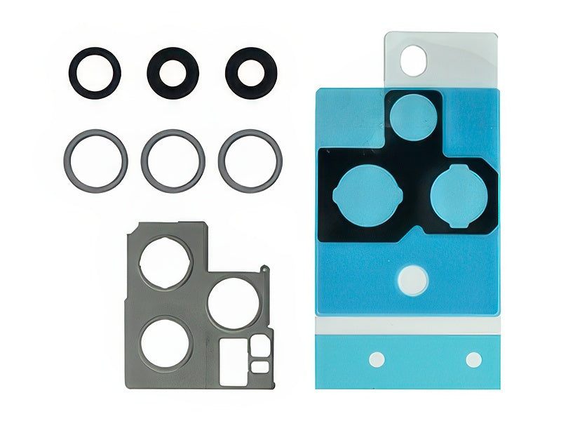 Cover Camera + Vetrino + Frame + Adesivo Nero Kit 3 Camere Completo per Apple iPhone 12 Pro