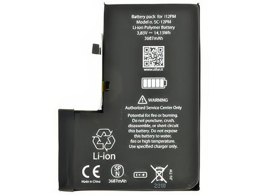 Batteria 3687 mAh qualità Premium Smart Celle AAA - Nuove zero cicli per Apple iPhone 12 Pro Max
