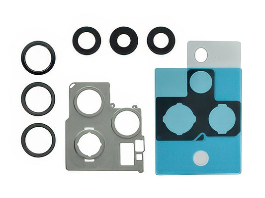 Cover Camera + Vetrino + Frame + Adesivo Nero Kit 3 Camere Completo per Apple iPhone 12 Pro Max