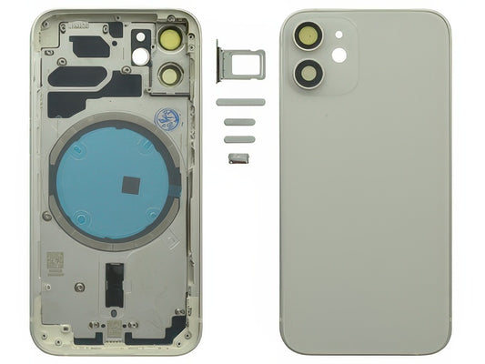 Frame + Tasti Laterali + Sportellino Sim + Back Cover Magnetica + Vetrino senza logo Bianco per Apple iPhone 12 Pro Max