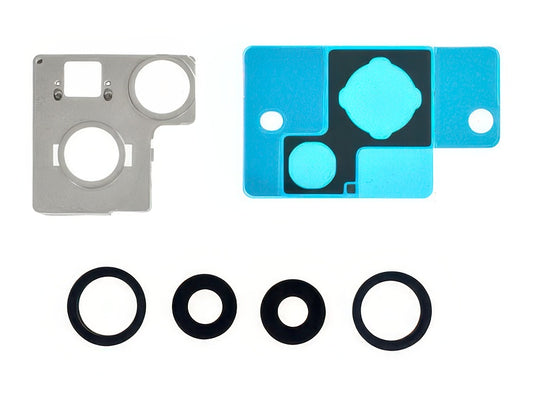 Cover Camera + Vetrino + Frame + Adesivo Nero Kit 2 Camere Completo per Apple iPhone 13