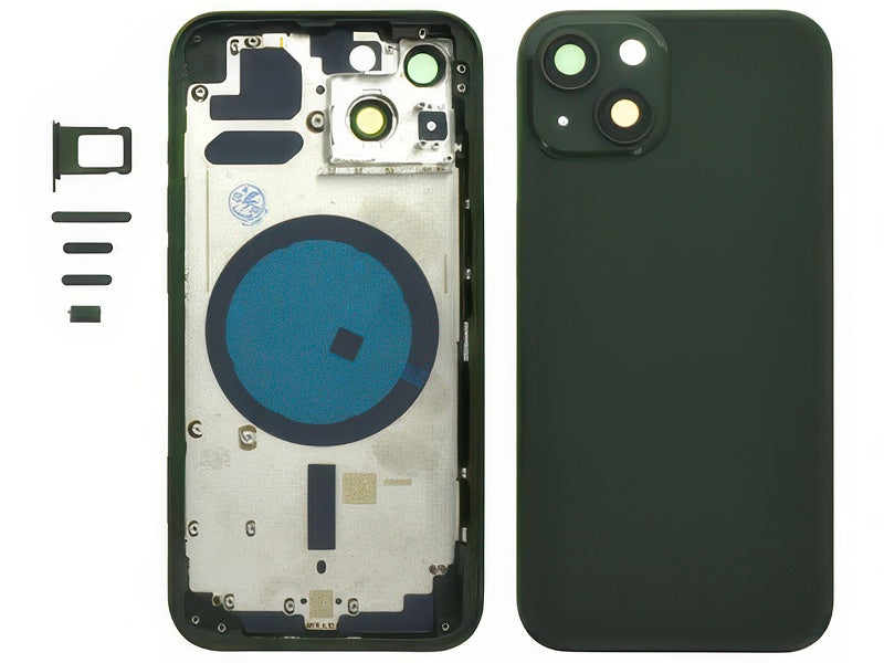 Frame + Tasti Laterali + Sportellino Sim + Back Cover Magnetica + Vetrino senza logo Verde per Apple iPhone 13