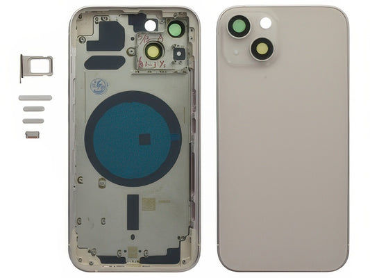 Frame + Tasti Laterali + Sportellino Sim + Back Cover Magnetica + Vetrino senza logo Rosa per Apple iPhone 13