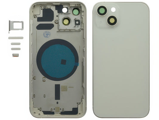 Frame + Tasti Laterali + Sportellino Sim + Back Cover Magnetica + Vetrino senza logo Bianco per Apple iPhone 13