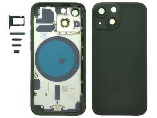 Frame + Tasti Laterali + Sportellino Sim + Back Cover Magnetica + Vetrino senza logo Verde per Apple iPhone 13 Mini