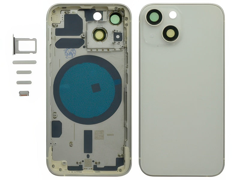 Frame + Tasti Laterali + Sportellino Sim + Back Cover Magnetica + Vetrino senza logo Bianco per Apple iPhone 13 Mini