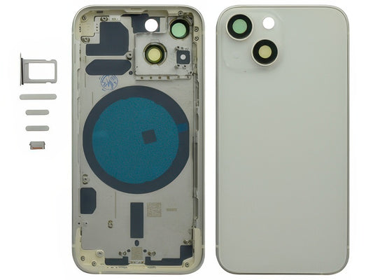 Frame + Tasti Laterali + Sportellino Sim + Back Cover Magnetica + Vetrino senza logo Bianco per Apple iPhone 13 Mini