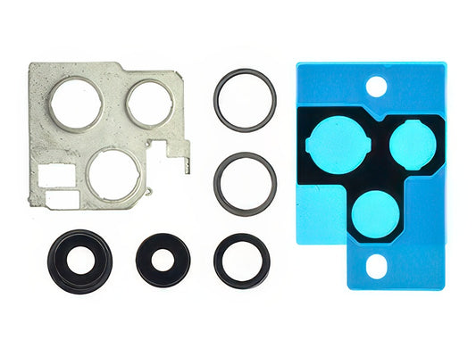 Cover Camera + Vetrino + Frame + Adesivo Nero Kit 3 Camere Completo per Apple iPhone 13 Pro