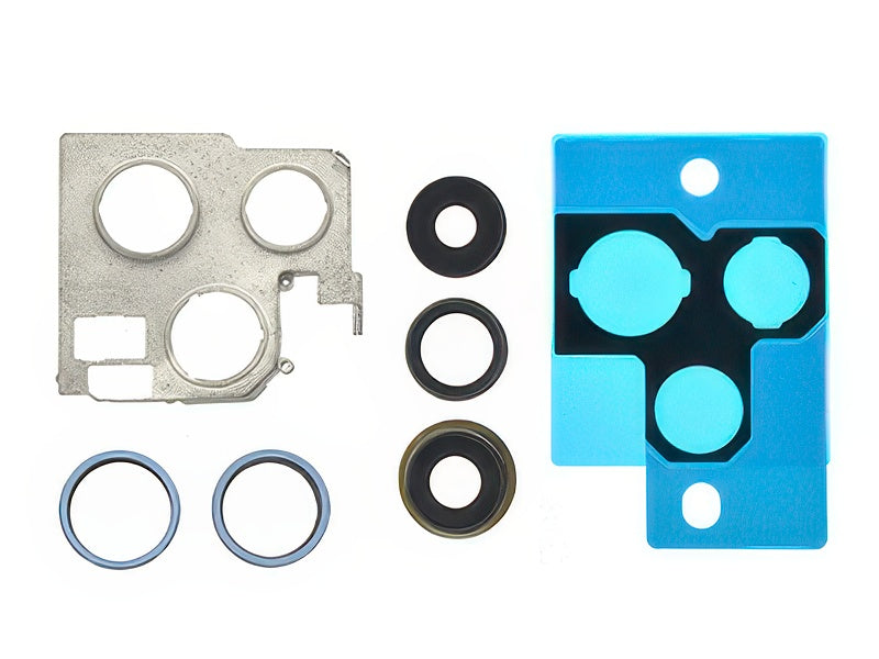 Cover Camera + Vetrino + Frame + Adesivo Blu Kit 3 Camere Completo per Apple iPhone 13 Pro