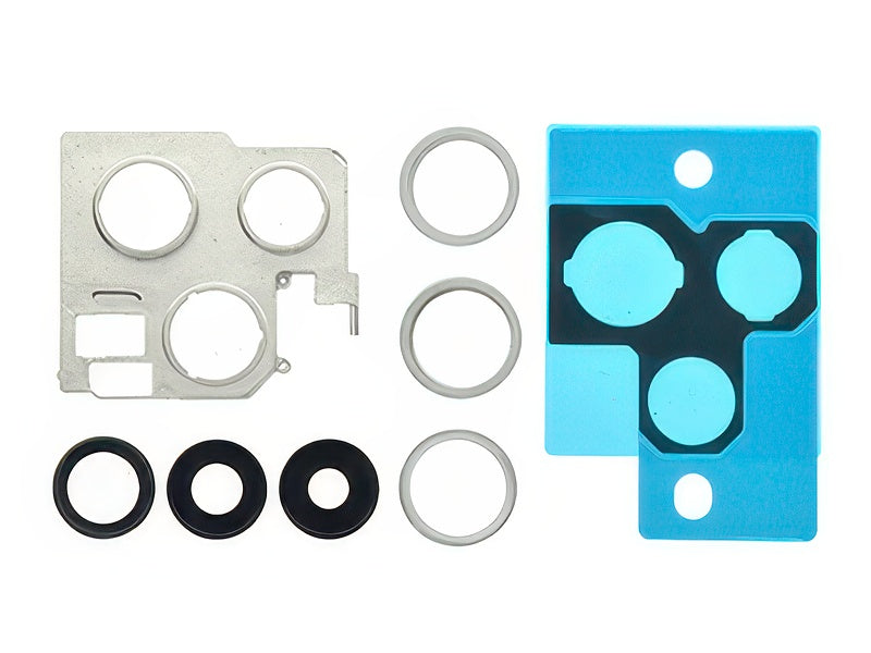Cover Camera + Vetrino + Frame + Adesivo Argento Kit 3 Camere Completo per Apple iPhone 13 Pro