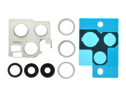 Cover Camera + Vetrino + Frame + Adesivo Argento Kit 3 Camere Completo per Apple iPhone 13 Pro