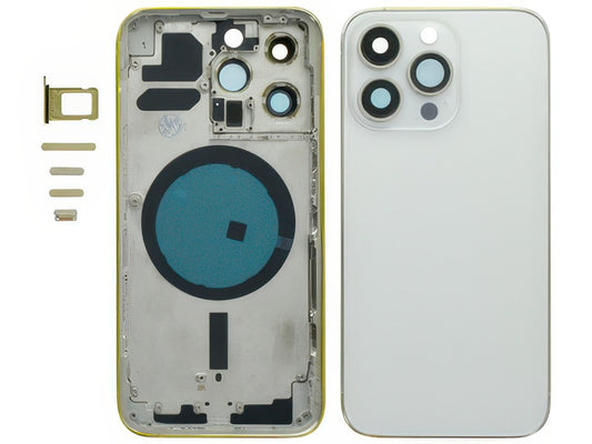 Frame + Tasti Laterali + Sportellino Sim + Back Cover Magnetica + Vetrino senza logo Bianco per Apple iPhone 13 Pro