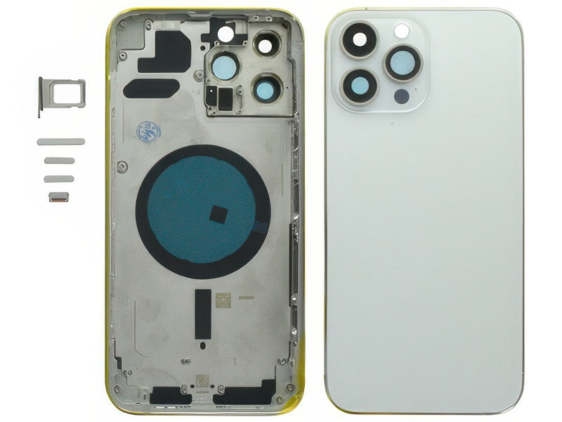 Frame + Tasti Laterali + Sportellino Sim + Back Cover Magnetica + Vetrino senza logo Bianco per Apple iPhone 13 Pro Max