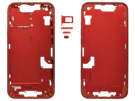Frame in metallo + Tasti Laterali + Sportellino Sim Rosso per Apple iPhone 14