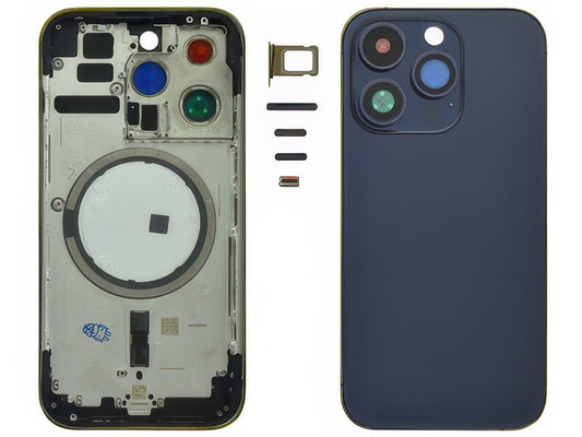 Frame + Tasti Laterali + Sportellino Sim + Back Cover Magnetica + Vetrino senza logo Viola per Apple iPhone 14 Pro