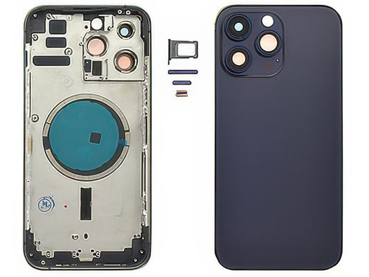 Frame + Tasti Laterali + Sportellino Sim + Back Cover Magnetica + Vetrino senza logo Viola per Apple iPhone 14 Pro Max