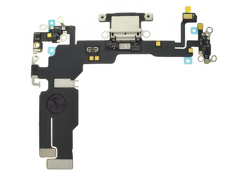 Flat Cable + Connettore Ricarica + Microfono + IC Nero senza logo per Apple iPhone 15