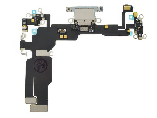 Flat Cable + Connettore Ricarica + Microfono + IC Blu senza logo per Apple iPhone 15