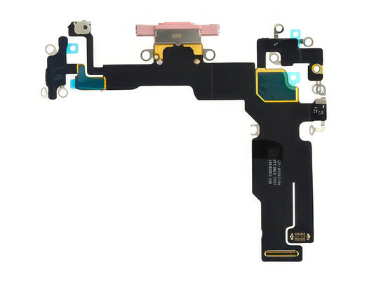 Flat Cable + Connettore Ricarica + Microfono + IC Rosa senza logo per Apple iPhone 15
