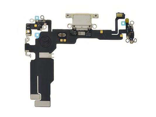Flat Cable + Connettore Ricarica + Microfono + IC Bianco senza logo per Apple iPhone 15
