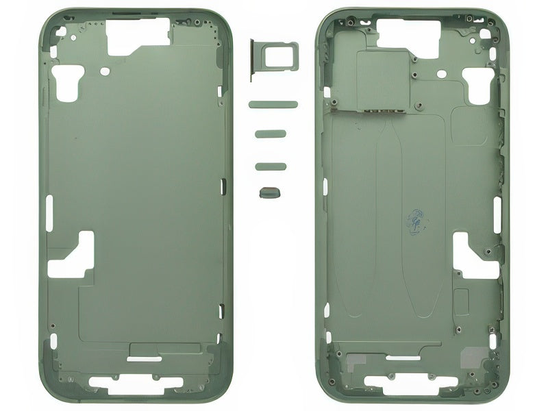 Frame in metallo + Tasti Laterali + Sportellino Sim Verde per Apple iPhone 15