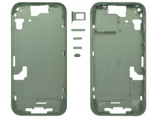 Frame in metallo + Tasti Laterali + Sportellino Sim Verde per Apple iPhone 15