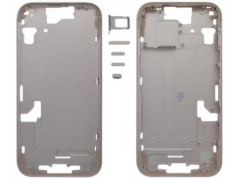 Frame in metallo + Tasti Laterali + Sportellino Sim Rosa per Apple iPhone 15