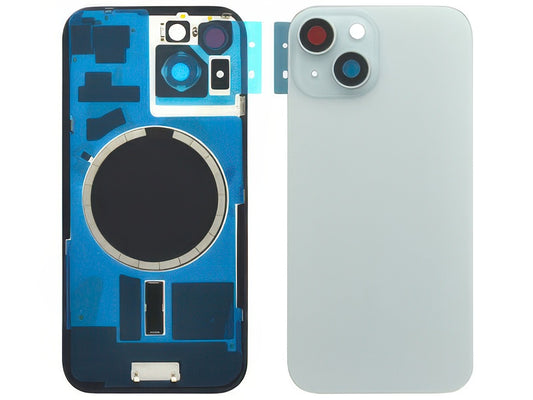 Cover Batteria Magnetica + Vetrino Camera Blu per Apple iPhone 15