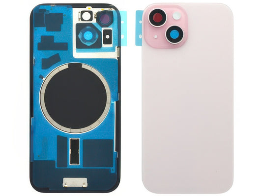 Cover Batteria Magnetica + Vetrino Camera Rosa per Apple iPhone 15