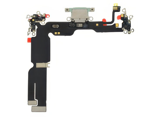 Flat Cable + Connettore Ricarica + Microfono + IC Verde senza logo per Apple iPhone 15 Plus