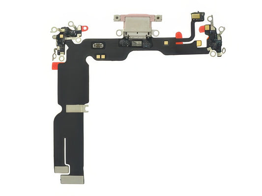 Flat Cable + Connettore Ricarica + Microfono + IC Rosa senza logo per Apple iPhone 15 Plus