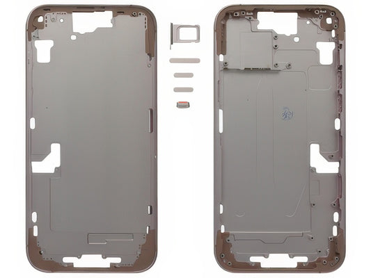 Frame in metallo + Tasti Laterali + Sportellino Sim Rosa per Apple iPhone 15 Plus