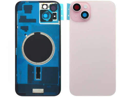 Cover Batteria Magnetica + Vetrino Camera Rosa per Apple iPhone 15 Plus
