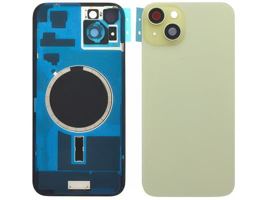 Cover Batteria Magnetica + Vetrino Camera Giallo per Apple iPhone 15 Plus