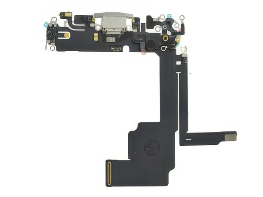 Flat Cable + Connettore Ricarica + Microfono + IC Titanium Bianco senza logo per Apple iPhone 15 Pro