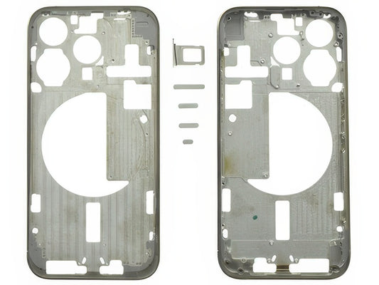 Frame in metallo + Tasti Laterali + Sportellino Sim Bianco per Apple iPhone 15 Pro