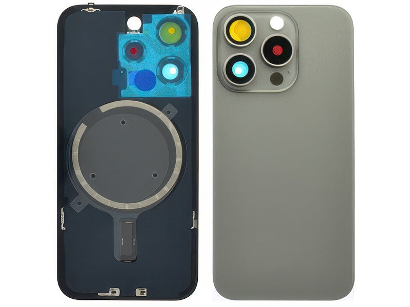 Cover Batteria Magnetica + Vetrino Camera Natural Titanium per Apple iPhone 15 Pro