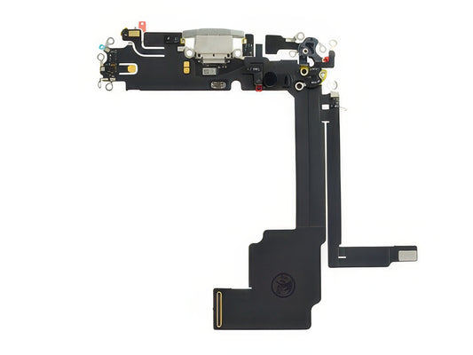 Flat Cable + Connettore Ricarica + Microfono + IC Titanium Bianco senza logo per Apple iPhone 15 Pro Max