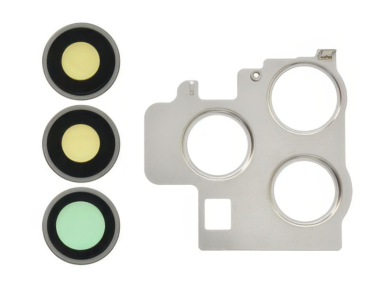 Cover Camera + Vetrino + Frame + Adesivo Bianco Kit 3 Camere Completo per Apple iPhone 15 Pro Max
